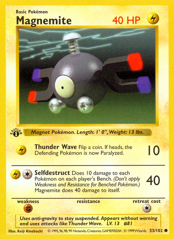 Magnemite (53/102) (Shadowless) [Base Set 1st Edition]